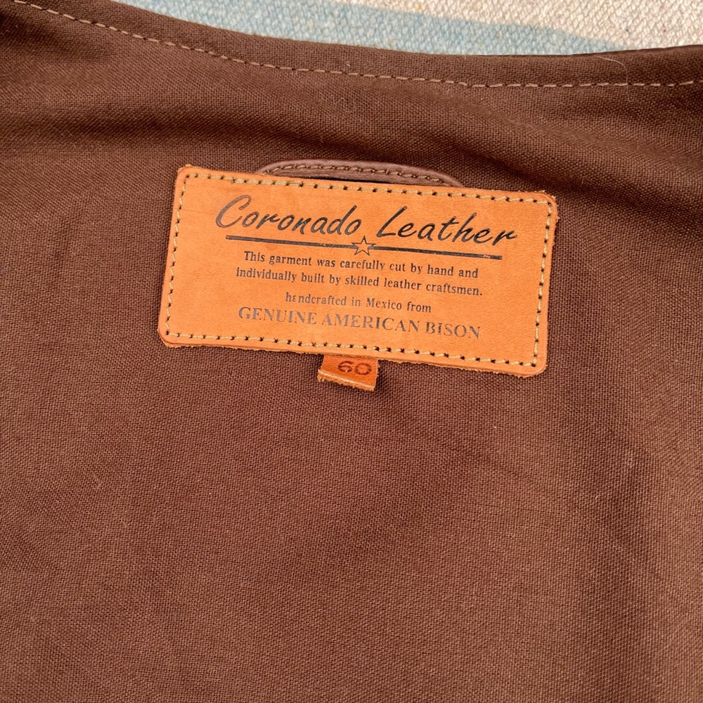Coronado Bison Leather Laredo Concealed Carry Western Vest Brown Handmade Retro - Picture 5 of 16